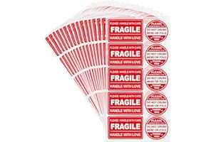 JAAOYOO 150 Labels Fragile Sticker 2" x 3", 150 Labels Round 2'' Fragile Label for Packing Boxes, Red Warning Label Strong Adhesive Sticker Handle with Care