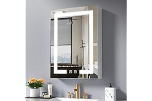 LORDISE Bathroom Mirror Cabinets - Wall Mounted Bathroom Cabinets with Led Lights - Illuminated Mirror Cabinet Storage with Anti Fog 3 Colors Dimmable Memory Function Touch Sensor (500 * 700mm)