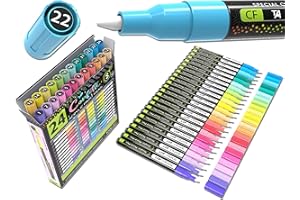 TOOLI-ART Lot de 24 marqueurs peinture acrylique couleurs confettis avec pointes extra fine de 0,7 mm, peinture sur pierre, verre, bois, métal, toile, céramique, non toxiques, à base dʼeau et à séchage rapide
