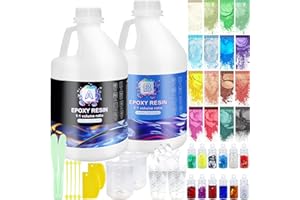 Ghguole Epoxidharz Set-4.15 L/1.1 Gallen Epoxidharz mit Härter 1:1 für Anfänger,Kristallklares Gießharz mit Farben,Glitzer für Holz,Gussbeschichtung Holz,Schimmelguss,DIY Dekoration