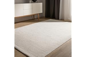 benuta Basic Alfombra Algodon Ron - Crema 120x170 cm - 100% Tejida a Mano - Estilo: Uni, Minimalista, Natural - Fácil Cuidado para Salon, Sala de Estar y Dormitorio