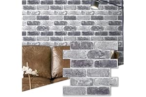 Commomy 10 pcs Faux Brick Wall Panels,3D Wall Panels Peel and Stick - 11.8"x 11.8" PVC Brick Wallpaper Self Adhesive Wall Tiles for Kitchen,Bathroom,Bedroom,Living Room,RV,Fireplace