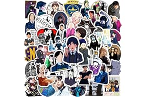 LYLSDSB Wednesday Addams Lot de 50 autocollants imperméables pour ordinateur portable, skateboard, vélo, moto, voiture, bagages, vinyle, classiques, graffiti pour adolescents, adultes