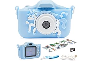 Tyares Macchina Fotografica Bambini con Istruzioni in Italiano e Ebook Illustrato in Regalo, Ricaricabile, SD Card 32GB Inclusa, Fotocamera Digitale con Cover Antiurto, Gioco per Compleanno e Natale