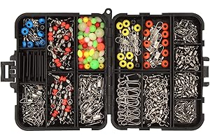 OKVGO 250pcs Fishing Swivel Snaps Kit Include Ball Bearing Swivel Snap Barrel 3 Way Triple Swivel Connector Clips Fishing Beads Accessories Set