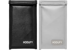 Hodufy Upgraded Faraday Bags for Key Fob (2 Pack), 7.7 x 4.7 Inches Faraday Cage Protector, Fireproof Waterproof Cell Phone Signal Jammer, Signal Blocking Bag, Anti-Theft Pouch