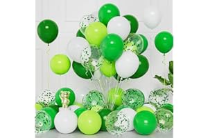 BALLOON DANCE 50pcs 12Inch Light & Dark Green Latex Balloons with Green Confetti for Helium Birthday Party, Baby Shower, Wedding, Carnival Celebration Decorations
