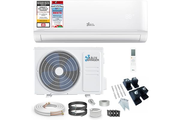 Kältebringer Climatiseur Split - 9000 BTU - 2,6 kW - Avec fonction chauffage, WiFi et App - très silencieux & économe en énergie, avec console au sol - Marque de qualité Allemande