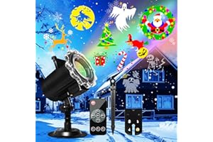 MOSSNDAR Decorazioni Halloween, Proiettore Halloween Natale Esterno Interno, 16HD Multi Festival Slides Luci Natale, Proiettore Fiocchi di Neve con Telecomando Timer Per Indoor Outdoor