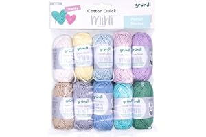 Gründl Lana Cotton Quick Mini Shades of Pastell Set per lavorare a maglia e all'uncinetto, 10 x 15 g, 100% cotone, 15 g/37 m, colori pastello