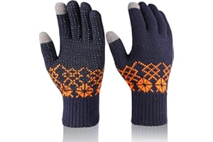 AovYoo Gants d'hiver chauds pour écran tactile tricotés en silicone antidérapant hommes et femmes équitation course à pied sport extérieur gants