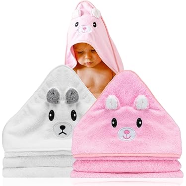 Lot De 4 Capes De Bain Bébé 80x80 Cm - Polaire Douce, Capuche à Oreilles Animaux, Très Absorbant