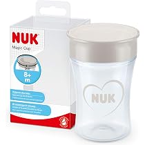 Tasse D'apprentissage NUK Magic Cup - Bord 360°, Disque Silicone étanche, Sans BPA, Motif Singe Bleu, 8 Mois+