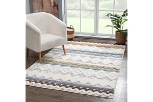 carpet city Dywan z wysokim runem do salonu, 160 x 230 cm, styl boho, etno, kremowy, Multi – Cut-Loop, wysoka głębokość, efekt 3D, puszysty, miękki, do sypialni