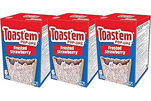 TOASTEM POP-UPS Toast'em Pop-Ups Frosted Strawberry 288g x 3 Packs | 6 Toaster Pastries per Box | Toaster Pastries | American | Similar to Pop Tarts