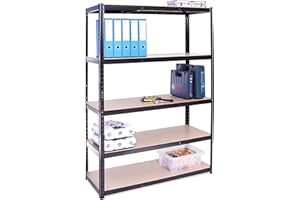 G-RACK Scaffalature per garage: 180 x 120 x 45cm | Scaffalatura per lo stoccaggio - 1 scomparto, 5 livelli, nero (175KG per scaffale), capacità 875KG | Per officina, capannone, ufficio | 5 anni di garanzia
