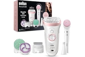 Braun Silk-Épil Beauty Set 9 Deluxe Épilateur Électrique Femme, Blanc/Rose, 9-En-1 Sans Fil Technologie Wet & Dry - Exfoliation Et Nettoyage Pour Visage Et Corps, 9-995