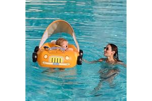 ‎SWIWBOBO Aufblasbares Schwimm-Auto für Kleinkinder, mit verstellbarem Sonnendach und Sicherheitssitz, Pool-Spielzeug für Kinder von 1–4 Jahren