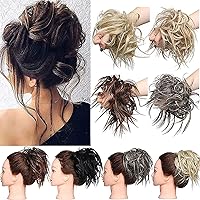 Extension Clip Capelli veri Disordinato Pelo Arruffato Pezzo di Capelli Scrunchies Estensioni di Panino Ondulato Elastico Scr