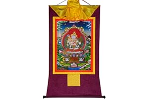 Gandhanra Tibetan Buddhist Thangka Wall Hanging,The Yab-Yum Form of Dorje Sempa Vajrasatva Thangka,Hot Stamped Brocade Buddhist Tapestry for Zen Home Decor, Meditation, Spiritual Relaxation