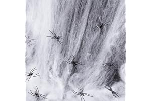 KILLOW Decoraciones de Halloween de telaraña Estirable: telaraña de araña Espeluznante Set Deluxe de Telaraña Gigantesco! 1000 pies Cuadrados con 60 Arañas- Decoración Fiestas de Halloween