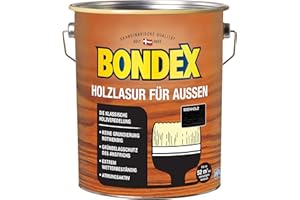 Bondex Holzlasur für Außen Ebenholz 4 L für 52 m² | Hoher Wetter- und UV-Schutz | Natürliches Abwittern - kein Abplatzen | seidenmatt | Holzschutzlasur | Holzlasur