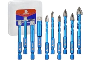 Diamond Drill Bit - BRSCHNITT 10pcs Masonry Drill Bits Set for Porcelain Tile Ceramic Stone Granite Marble,Hex Shank Diamond Hole Saw Drill Bit