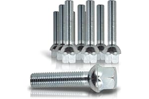 JOM Car Parts & Car Hifi GmbH 770019 Kit de 10 Vis, Boulons, boulonnerie longue M 14 x 1,5 50 mm pour les cales d'élargissement de voie de roue, jante, boulonnerie Assise / collet sphérique - Qualité Allemande.