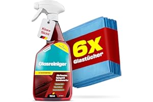 ‎KESTRAL KESTRAL Auto Glasreiniger & 6x Glasreinigungstücher Set - Streifenfreie Reinigung ohne Schlieren - Für Innen & Außen - Glasklare Sicht für Fenster, Spiegel & Scheinwerfer - Made in Germany