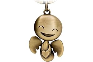 FABACH Llavero de ángel de la guarda Happy con corazón, bonito ángel colgante de metal – Regalo amuleto de la suerte coche pareja – conducir con cuidado