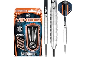 WINMAU Darts - Vendetta 24g 80% Tungsten Darts Set – High-Density Tungsten Dart Construction, Precision Steel Tips, Flights – Professional Dart Set - Competitive Play & Practice