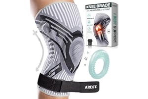 AREST Knee Support for Men and Women - Bandage Knee with Compression Band - Compression Knee Support with Side Stabilisers for Sports (M)