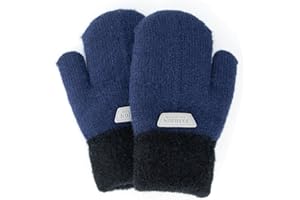 INOGIH Guantes de punto elásticos para niños - Guantes gruesos y cálidos para niños y niñas de 4 a 8 años