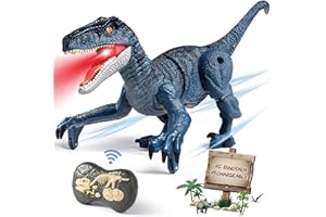 FRUSE Dinosaure Jouet,Dinosaure Télécommandé Jouet 2.4GHz,Jouet Dinosaure avec LED Lumineux,Marchent et Rugissent,Mini Velociraptor Telecommande pour Enfants Garçons Filles de 3 4 5 6 7 8 9 Ans