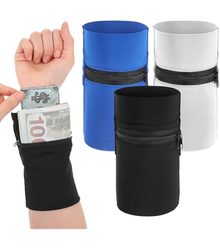 Sport Armband-Geldbörse Set – 2 Handgelenktaschen + 2 Haarbänder, Schwarz, Für Laufen, Fitness & Outdoor