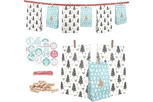 ONEHAUS Adventskalender 2025 zum Befüllen Groß, Geschenk Papiertueten Zum Selber Befüllen Basteln Pinguin Advents Tüten, Selbstgemachter Kleinigkeiten für Adventskalender Inhalt Kinder Selberfüllen