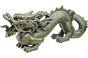 Design Toscano EU9306 Statue de Dragon Chinois d'Etang de Koi Résine