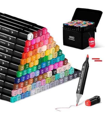Ohuhu Feutre a Alcool 320 Colorés D'art, Pointe Double Feutres à Alcool