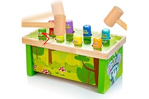 KIDWILL Klopfbank Hammerspiel für Kinder ab 1 2 3 Jahre, Montessori Spielzeug Lernspielzeug mit 2 Hämmern, Ideal für Baby Kleinkinder