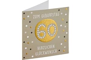 Perleberg hochwertige Geburtstagskarte mit 60 und Gold Details - edle Karte zum 60. Geburtstag mit Umschlag - schöne Geburtstagskarten 15 x 15 cm - Karte Geburtstag für eine gelungene Überraschung