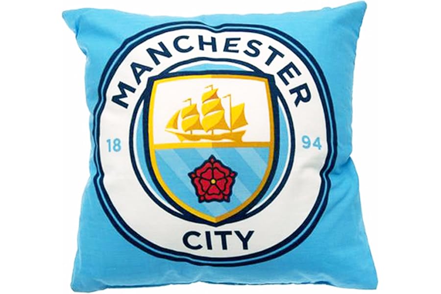 MANCHESTER CITY FC Official Crest Design Cushion (One Size) (Multicoloured)