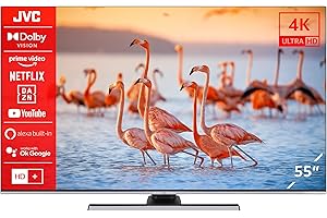 JVC LT-55VU8156 55 Zoll Fernseher/Smart TV (4K Ultra HD, HDR Dolby Vision, Triple-Tuner, Alexa Built-In, Bluetooth, Dolby Atmos) - 6 Monate HD+ inkl., Schwarz
