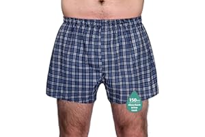 TIICHOO Calzoncillos Incontinencia Hombre Lavable Reutilizable Ropa Interior Absorción Regular Pantalones De Incontinencia Urinaria Boxer Pack de 1 (Large, 1 Cuadros Azul)