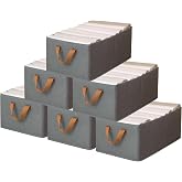 KATTAO XL Wardrobe Organizer, Storage Boxes for Clothes 46 x 20 x 20 cm | Grey Storage Boxes Rigid Stackable Foldable Storage