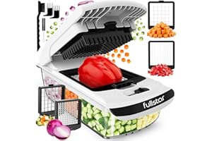 FULLSTAR Multifuncional Cortador de Verdura Espiralizador de Verduras - Picador de Verduras Patatas Cebolla - Vegetable Chopper - Gadgets Cocina (2-en-1 Blanco)