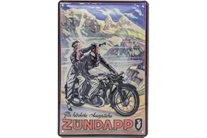 LUCKYLINDE - Targa in metallo retrò adatta per motorini Zündapp, fan di moto, officina, garage, lamiera d'acciaio goffrata (20 x 30 cm)