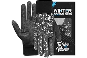 AXKAL Golf Gloves Winter Thermal Both Hands Windproof Waterproof for Men Women Pair, Winter Golf Gloves Warm Cold Weather Grip Performance Black Dark