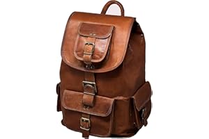 Jaald Skórzany plecak na laptopa brązowy vintage plecak college podróż Mochila Indiana Jones, Brązowy, 20"