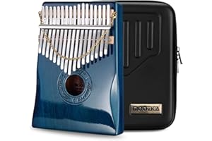 Moozica 17 teclas Kalimba piano de pulgar, Madera de caoba sólida profesional Marimba Mbira con acabado de laca de piano Instrumento musical Regalo (caoba-K17MBP)
