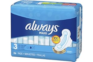 ALWAYS Maxi Size 3 Extra Long Super Pads with Wings Unscented, 26 Count